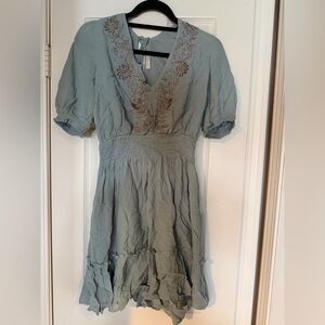 Lovestitch Floral Embroidered V-Neck Dress